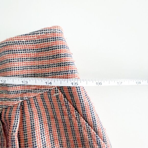 Tristan Skirt Front Pleats A-Line Striped Slash Pockets Blue Rust Women's S - Picture 8 of 10